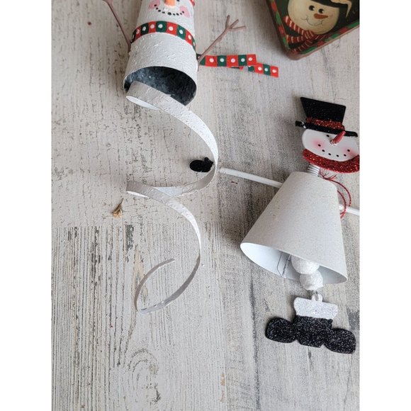 Vintage rustic Snowman Spiral heart ornament Xmas set - Picture 3 of 14